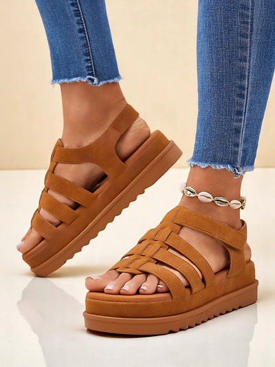 Callista Camel women's platform sandals Royalfashion eco leather