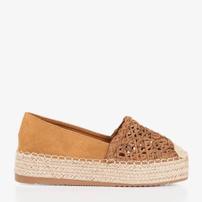 OUTLET Brązowe espadryle na platformie Lepusa - Obuwie