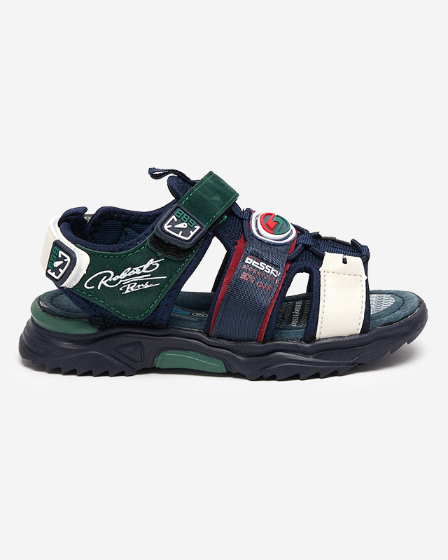 Navy blue and green boys' sandals with Velcro Roser-Footwear