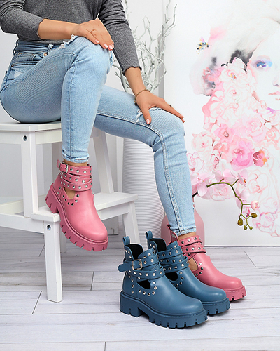 Pink women's boots with rhinestones Socogi - Footwear
