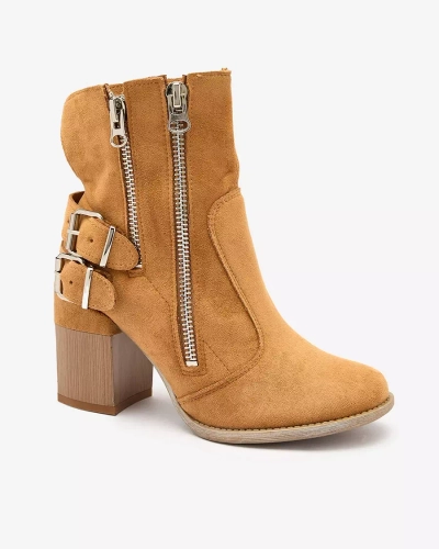 Royalfashion Women's camel boots with Feirrgo decoration