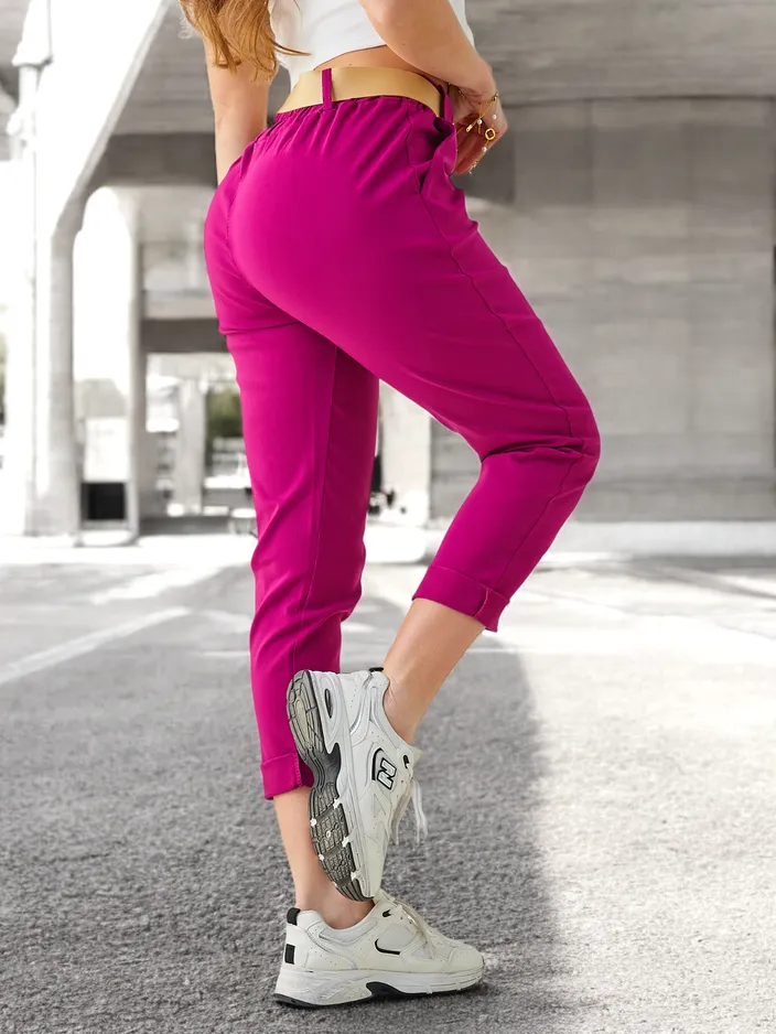 Royalfashion Women's viscose pants with a belt