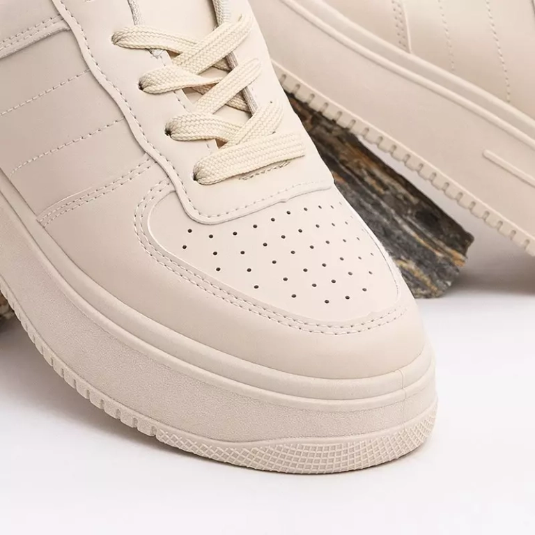 OUTLET Beige women's sports shoes on the Silvina platform - Footwear