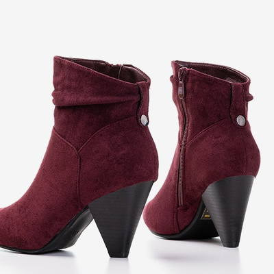 Maroon boots with a triangular heel Lika - Footwear