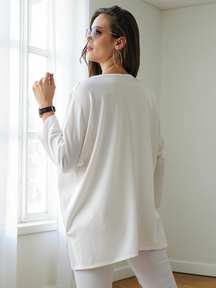 Royalfashion Women's viscose blouse with rhinestone inscriptions