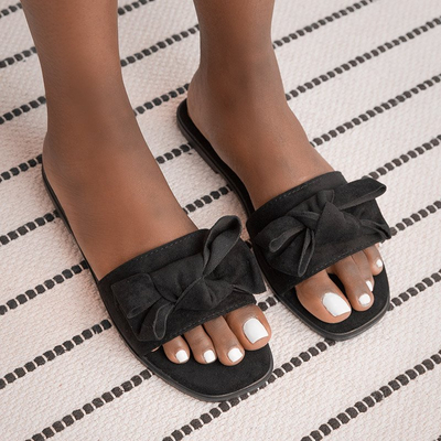 Black women's flip-flops with bow Bonjour - Footwear