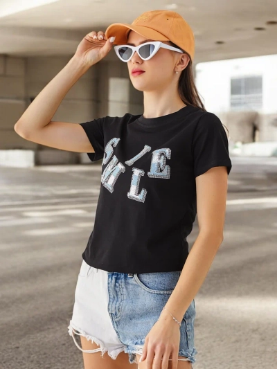 Royalfashion Women's cotton blouse with the inscription