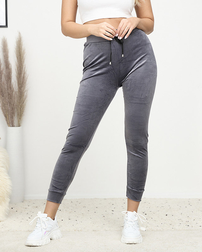 Gray women's velour jogger sweatpants - Clothing