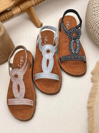 Ava Shine Women's Sandals with Decorative Straps