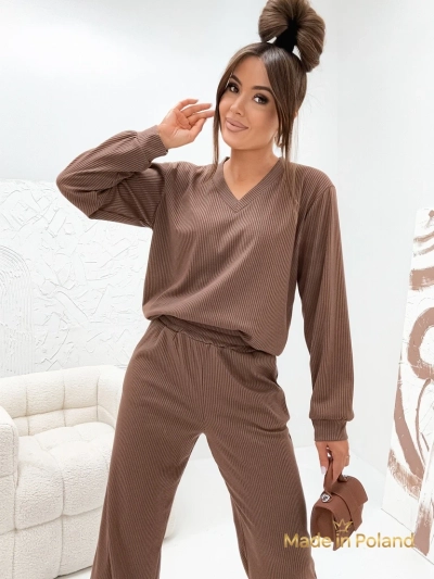 Cotton Women's Knitted Sweater Set Shadow Line