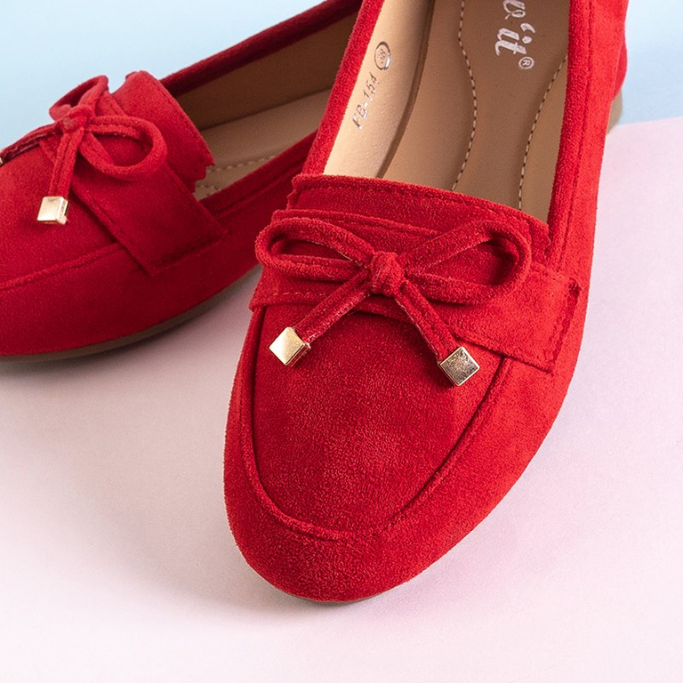 Red women's moccasins with a bow Gasioa - Shoes
