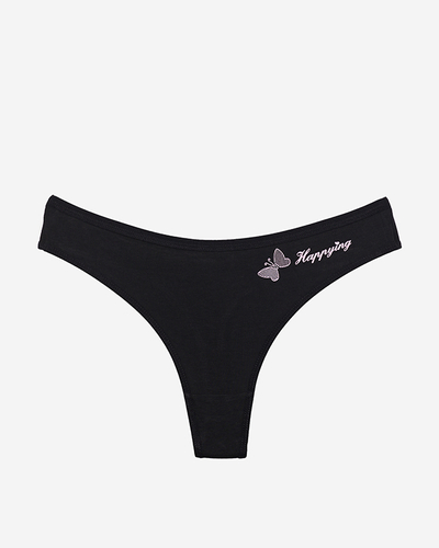 Classic cotton women's thongs in black - Underwear