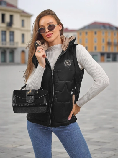 Pikowana kamizelka damska z kapturem Ash Crown