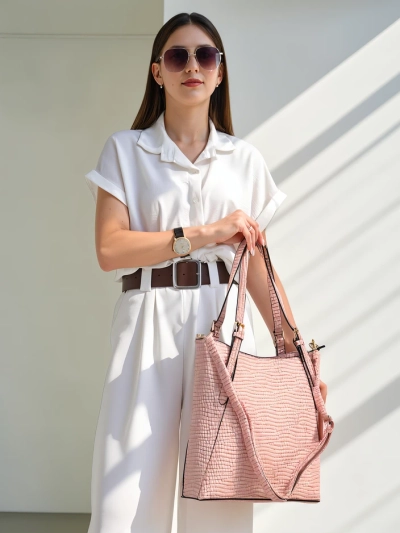 Royalfashion Women's large patent leather handbag with embossing