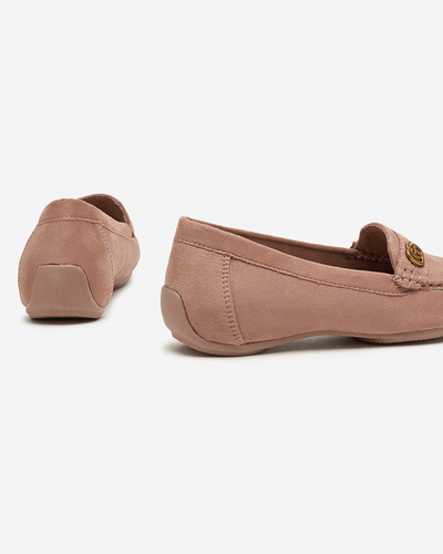 OUTLET Dark pink women's moccasins on a low, covered wedge Lemira - Shoes