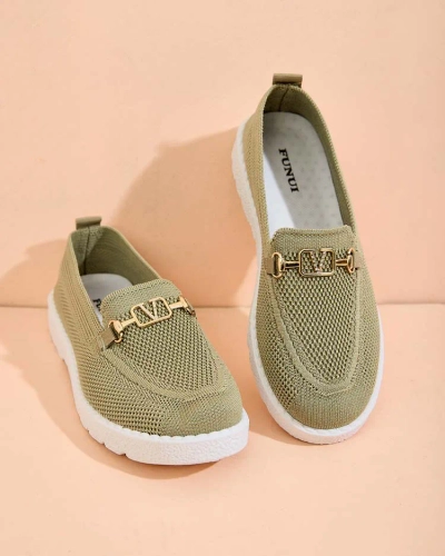 Royalfashion Женские тканевые мокасины с золотым украшением Erticae