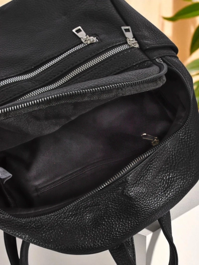 Woven Women's Backpack AURELIA by Królewska Moda made of Black Eco-Leather