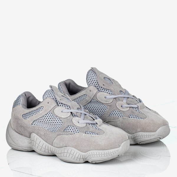 Szare sneakersy damskie na grubej podeszwie Crisscross - Obuwie