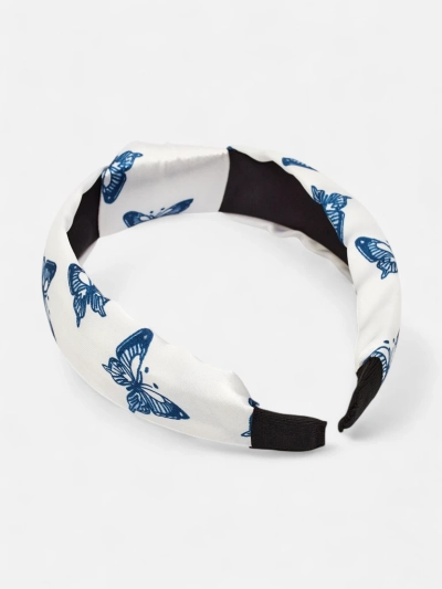 Royalfashion Plaid Headband with Butterflies Butterfly Weave