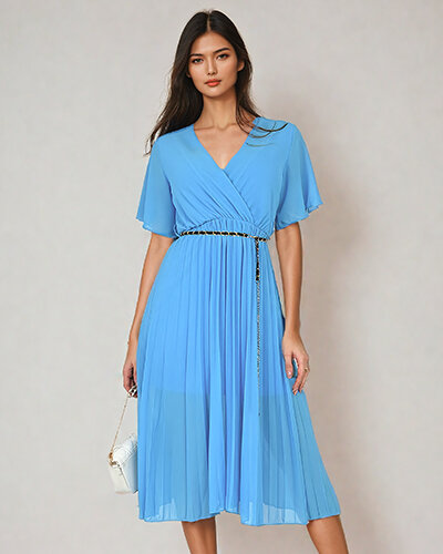 Royalfashion Sieviešu plisēta midi kleita