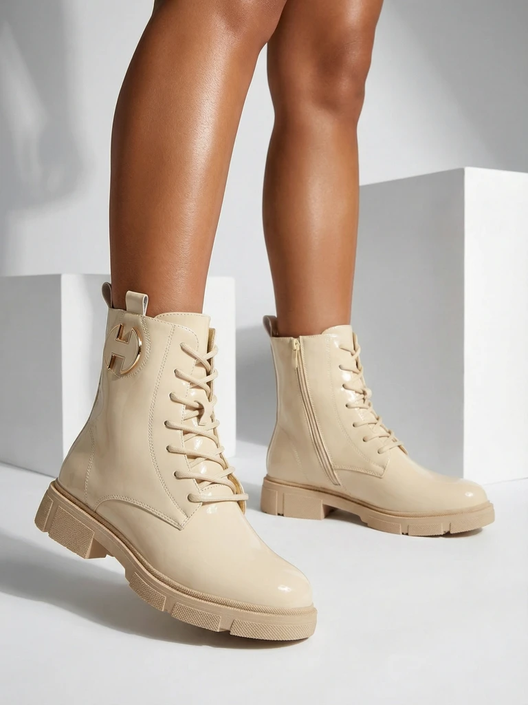 Kalen patent lace-up women's ankle boots