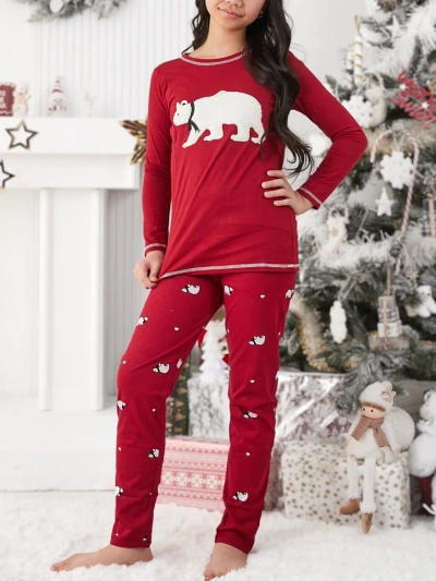 Royalfashion Christmas cotton children's pajamas with a polar bear