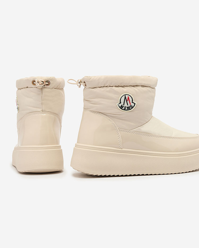 Royalfashion Women's slip-on snow boots in cream color Ademra