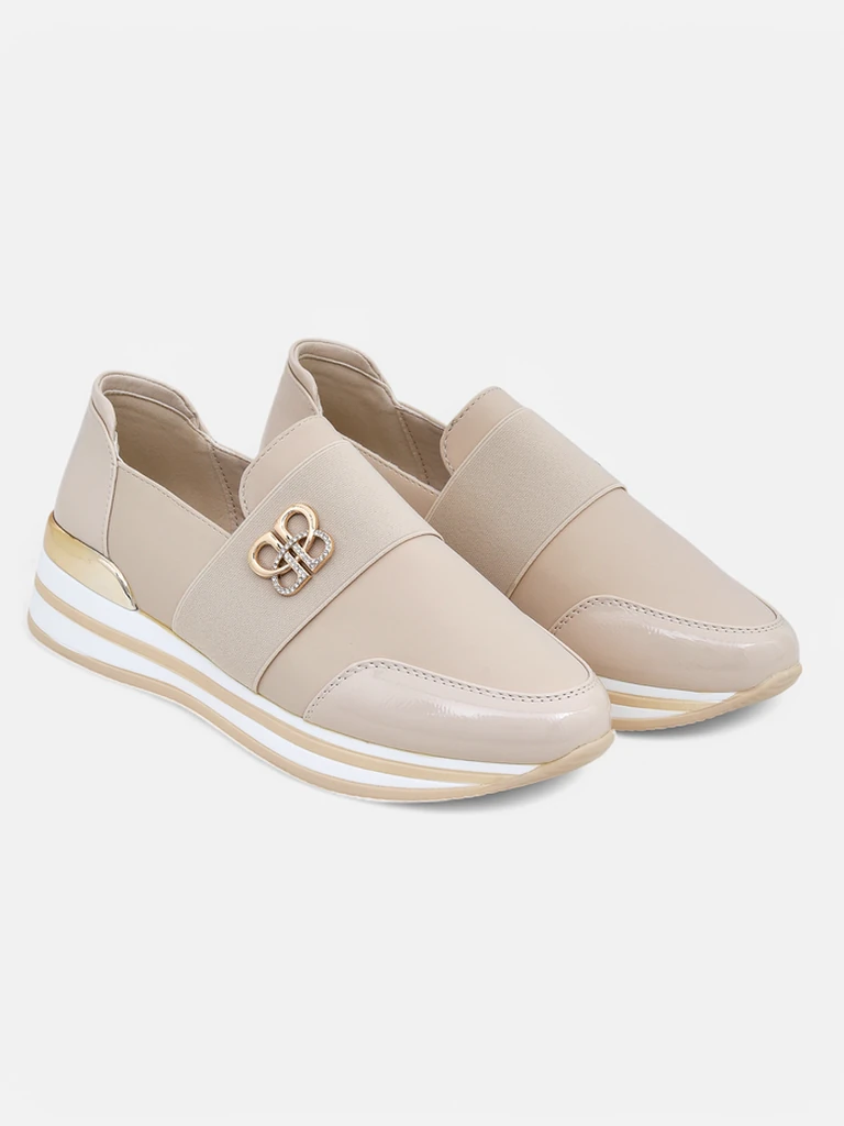 Naiste mokassiinid Aurora Classico Beige ökonahast madalad kontsad