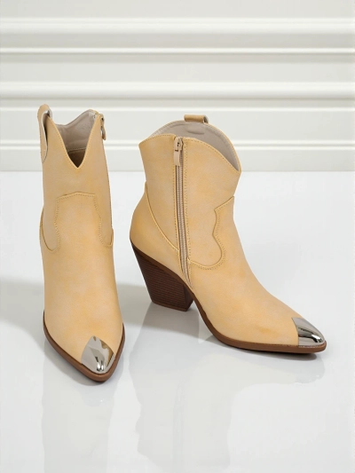 Kowbojki damskie na obcasie z ozdobnym czubkiem Glacier Fang