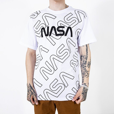 Men's white T-shirt with inscriptions - Clothing