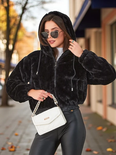 Royalfashion Sieviešu jaka no mākslīgā kažokāda