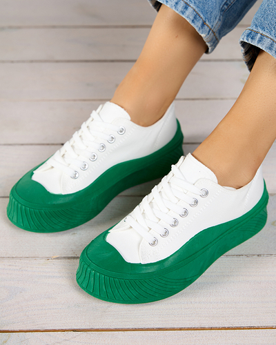 White and green women's sneakers, type Nerikas - Footwear
