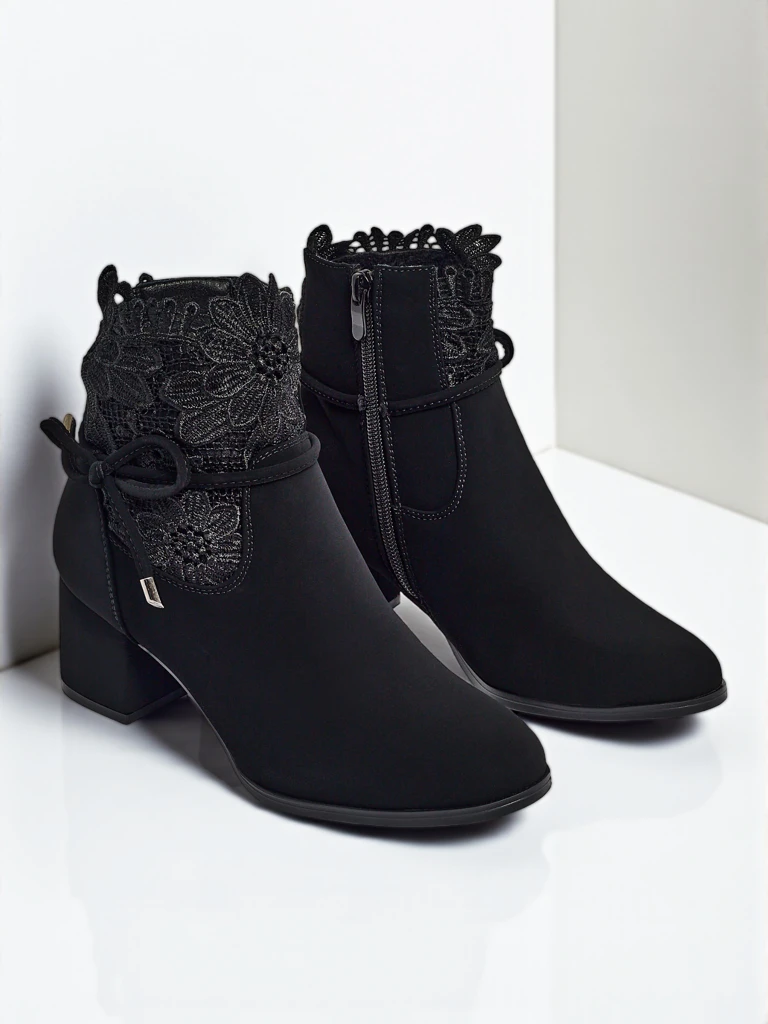 Diana Black Elegant Autumn Ankle Boots