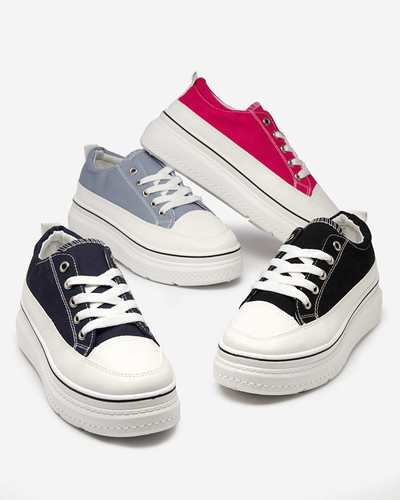 OUTLET Blue and gray women's sneakers on the Veritar platform - Footwear