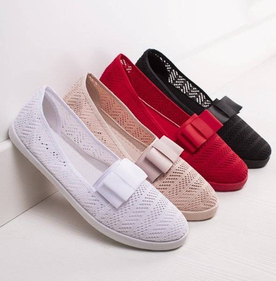 OUTLET White openwork sneakers with a Nadin bow - Footwear