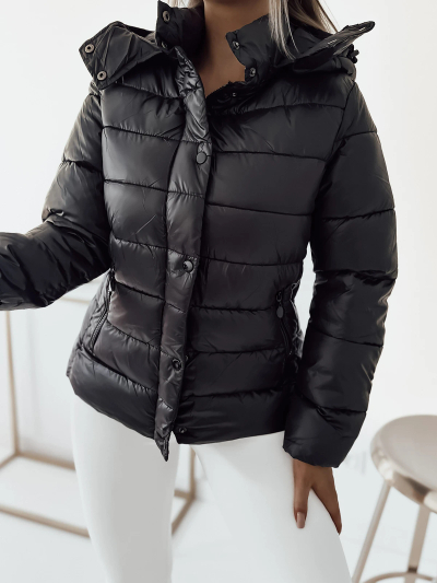Royalfashion Black women's quilted jacket with hood