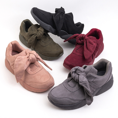 Maroon women's sports shoes with bow Montrel - Footwear