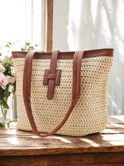 Royalfashion Large straw handbag for women