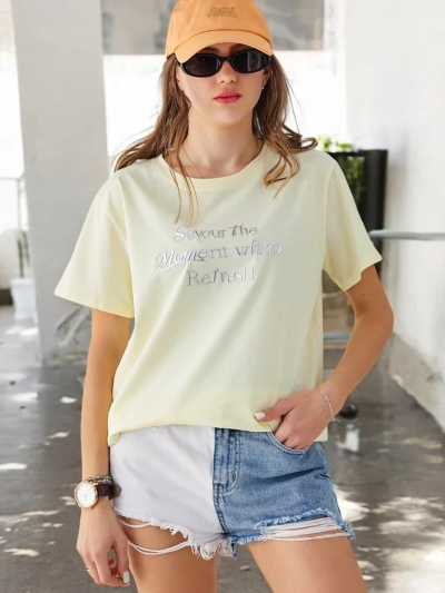 Royalfashion Women's Cotton T-Shirt Savour The Moment With Refresh