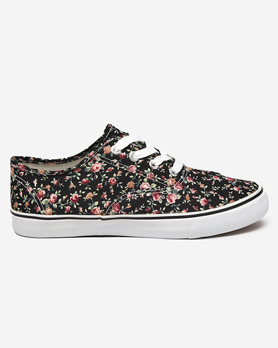 Women's black sneakers with flowers Sertoli - Footwear
