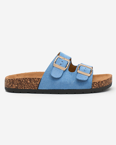 Royalfashion Blue women's flip-flops with buckles Foumy