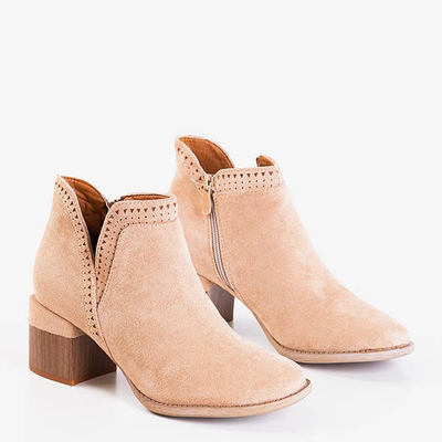 Light brown boots with square heel Tours - Footwear
