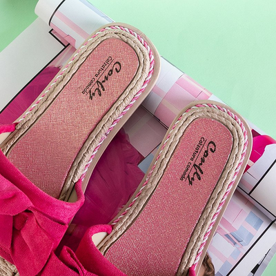 Fuchsia women's slippers with a Foas bow - Footwear