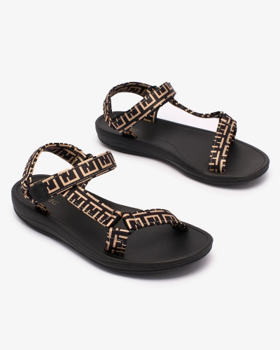 Royalfashion Black and brown women's sports sandals with print Iberifa