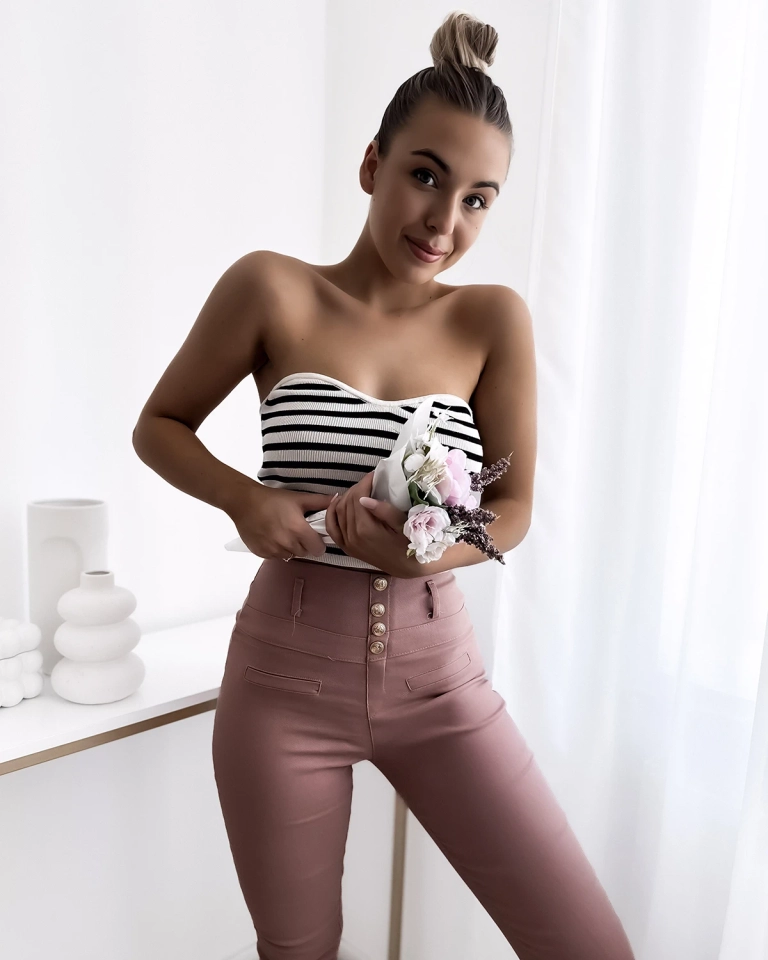 Royalfashion Dark pink women's tube pants with gold buttons