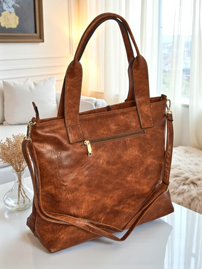 Women's Kallistia vintage brown eco-leather bag 47x30x14 cm