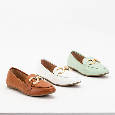 OUTLET Brown women's moccasins with Pyolens decoration - Footwear