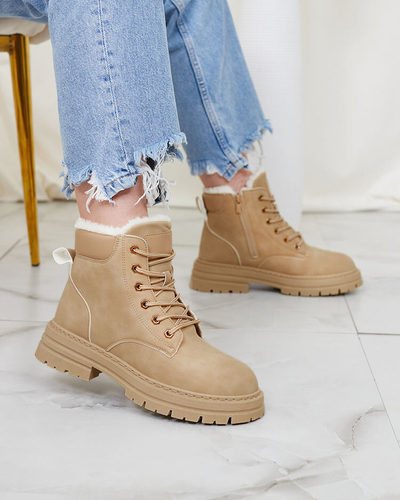 Royalfashion Beige women's insulated trapper boots Radoras