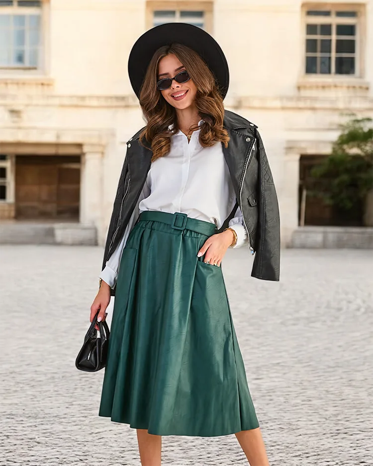 Royalfashion Sieviešu vidēja garuma svārki PLUS SIZE