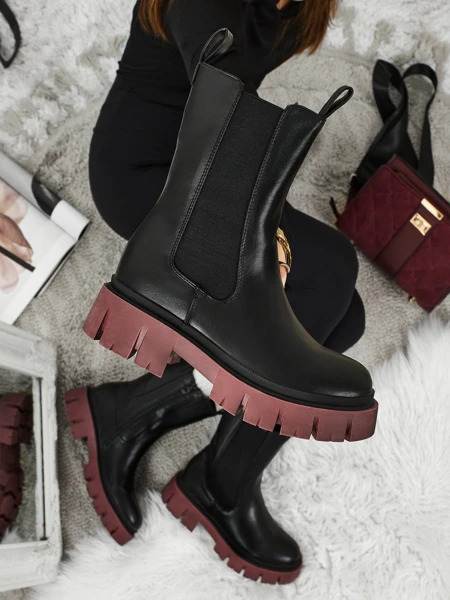 High eco-leather women's ankle boots with a colorful sole Dorvella
